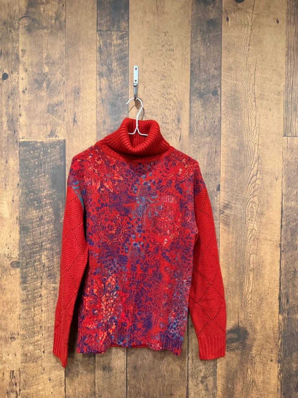 desigual turtle neck red knit medium EUC - Picture 2 of 5